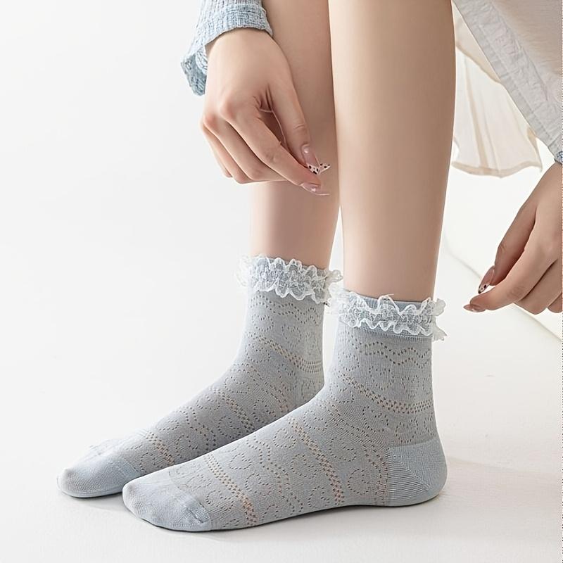 5Pairs Women's Socks Sweet Style Cute Lace Trim Short Socks Summer Thin Short Tube Ballet JK Style Socks