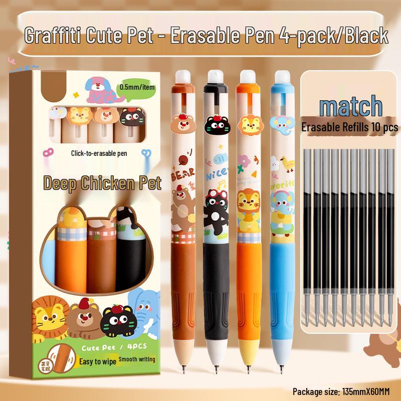 Apple Party Erasable Gel Pen: Soft Grip, Ideal for Third Graders, Promotes Correct Posture, Push-Button Design.
