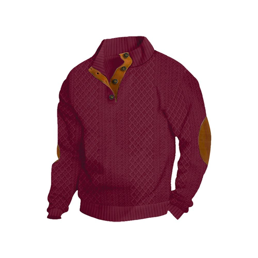 

Spring/Autumn Men s Sweatshirt Men s Stand-Up Collar Long-Sleeved Casual Outdoor Hoodie Jacquard Knit Sweater XXXXXL бордовый