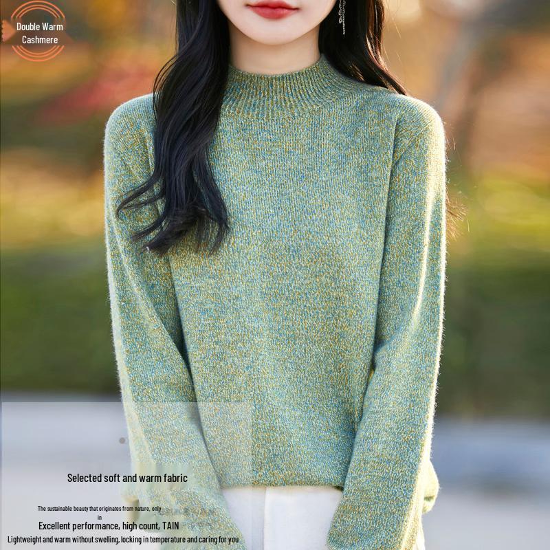 

Women s Soft Thick Knit Semi-High Neck Sweater Pullover X-Large