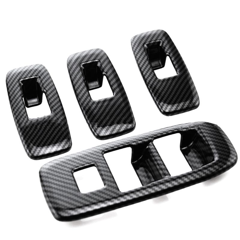 Authentic 4 Pieces Door Window Lift Panel Carbon Fiber Door Window Switch Panel For Ford Road Shaker Carbon Fiber Pattern
