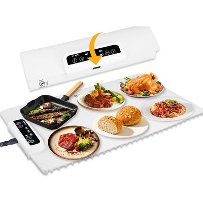 Tapis chauffant portable pour aliments – Plateau chauffant électrique à température réglable, chauffe-plats pliables en silicone à chauffage rapide pour les fêtes à domicile