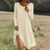 Long  Sleeve Dress For Women Casual Loose Fit Solid Dress With Pockets