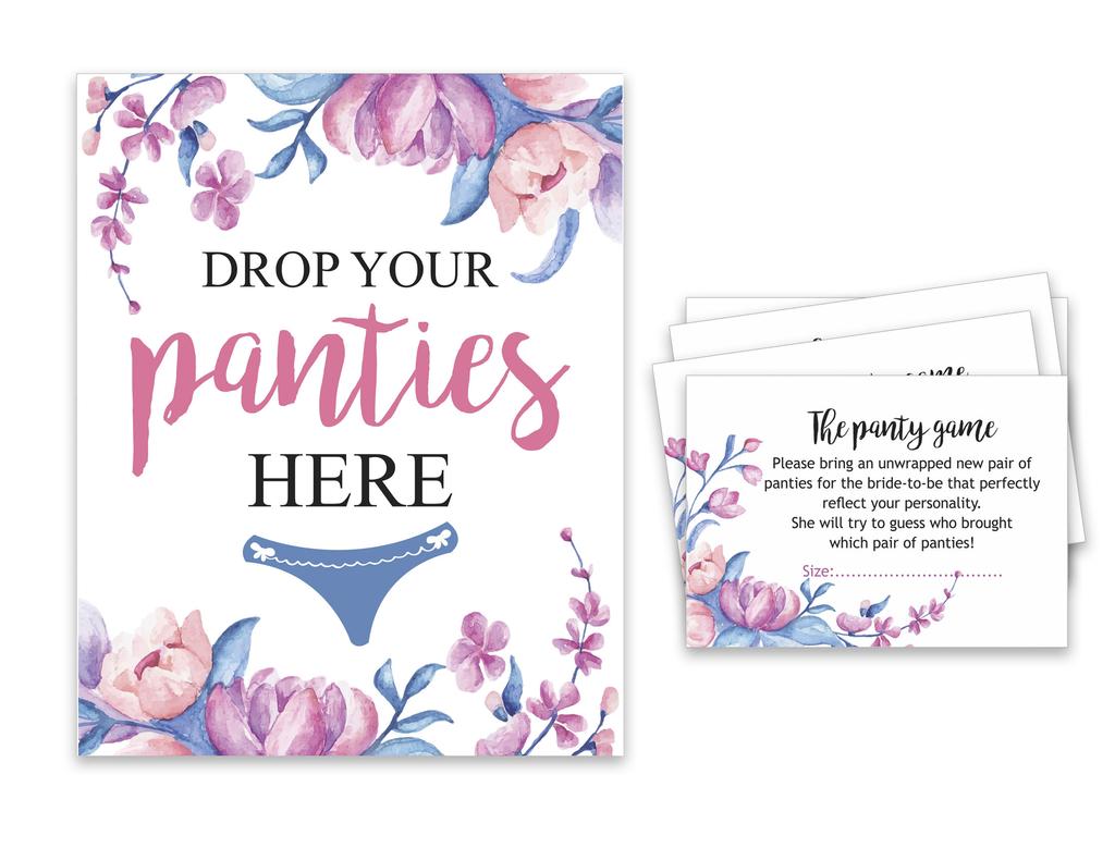 Inkdotpot White Girls Night Out Bachelorette Party Panty Game Floral Bridal Shower Game 1 SignA    30 Size