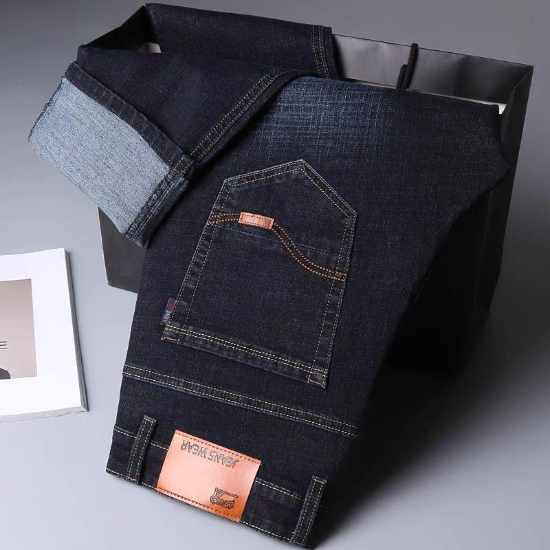 Pánské strečové džíny plus size - Rovná nohavice, volný střih, ležérní business nošení, podzim/zima