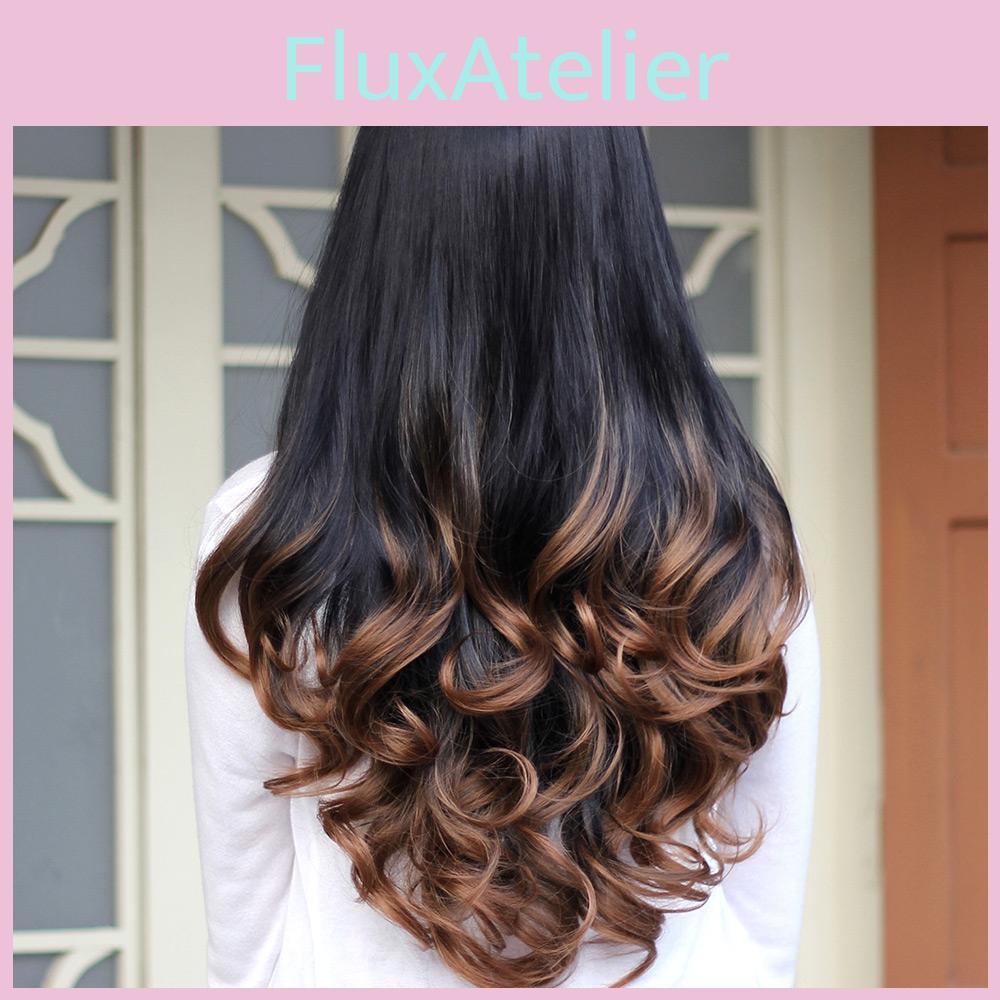 Peruci pentru Femei Lungi Crețe Ondulate Jumătate de Păr Rezistente la Căldură Culoare Gradient Stil Premium de Frumusețe