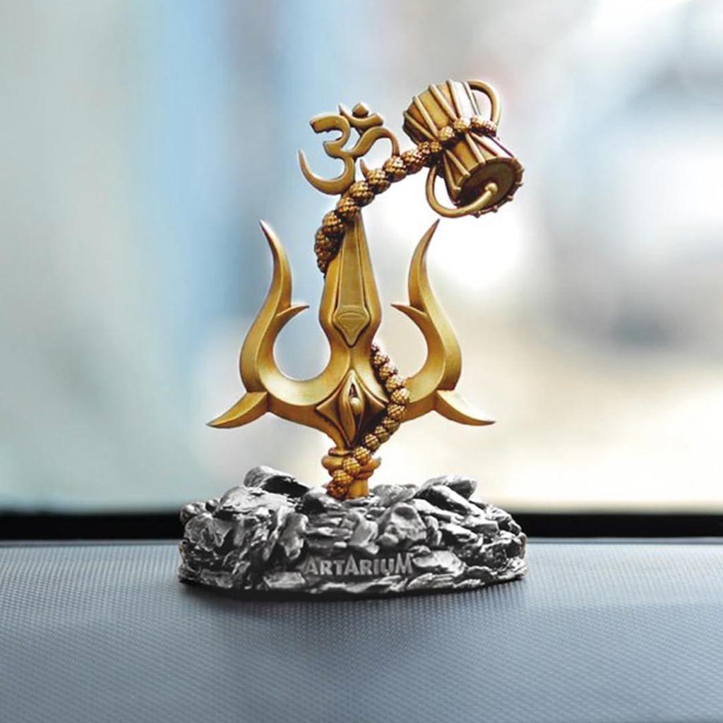 Trishul z Damru Tradycyjny Trishul Damru Shiva Trishul Posążek Dekoracyjny Element Dekoracyjny do Deski Rozdzielcze Samochodu Wystrój Domu