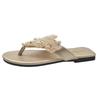 Soft Leather Version~ Beautiful Pearl Toe Flat Bottom Cool Slippers Women Wear Bohemian Holiday Wind Beach Flip-flops