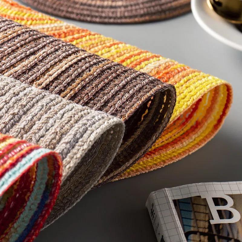 1PC Placemat for Dining Table Heat-Resistant Table Mat Stain Resistant Anti-Skid Washable PVC Woven Vinyl Tableware Mat for Home