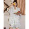 Thin Homewear Women's Suit Collar Topstitched Contrasting Color Two-piece Set Loose Sweat-absorbent Gauze Summer