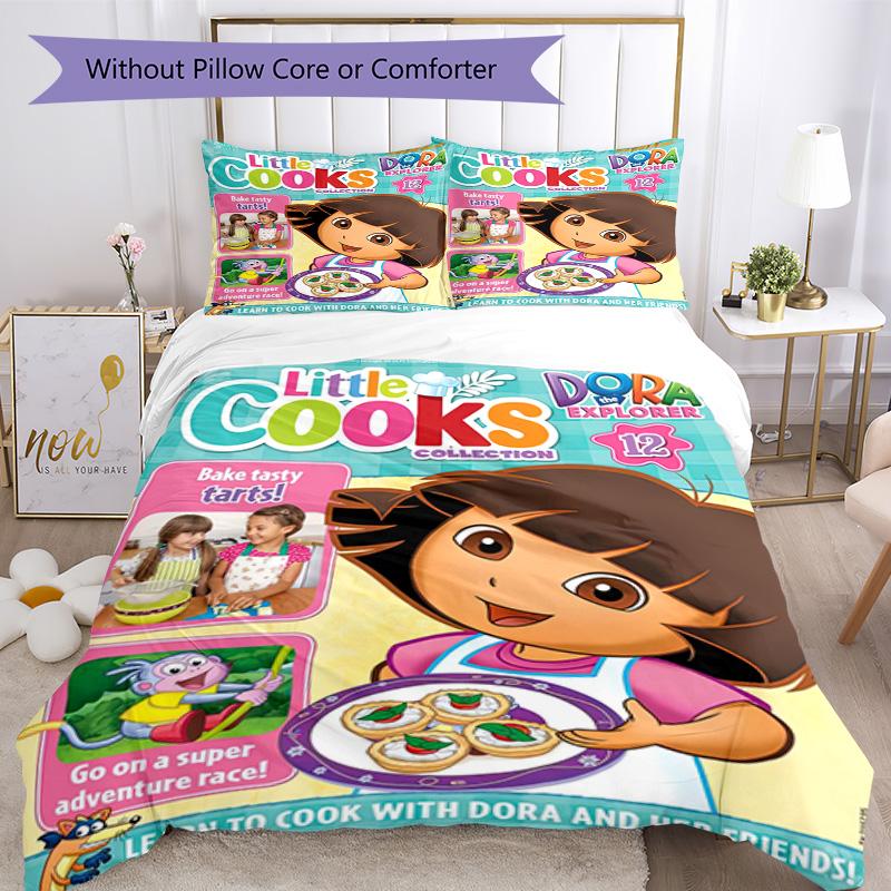Set Biancheria da Letto Dora l'Esploratrice Copripiumino Traspirante con Federe Biancheria da Letto Decorativa per Camera da Letto Decorazione Casa Regalo di Compleanno