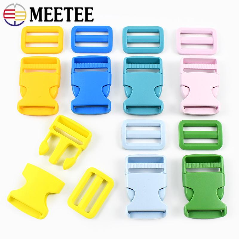 5/10Sets Meetee 25/32/38mm Backpack Belt Buckles Plastic Release Clasp Tri-Glide Slider Ring Hook Safety Clip Buckle DIY Craft