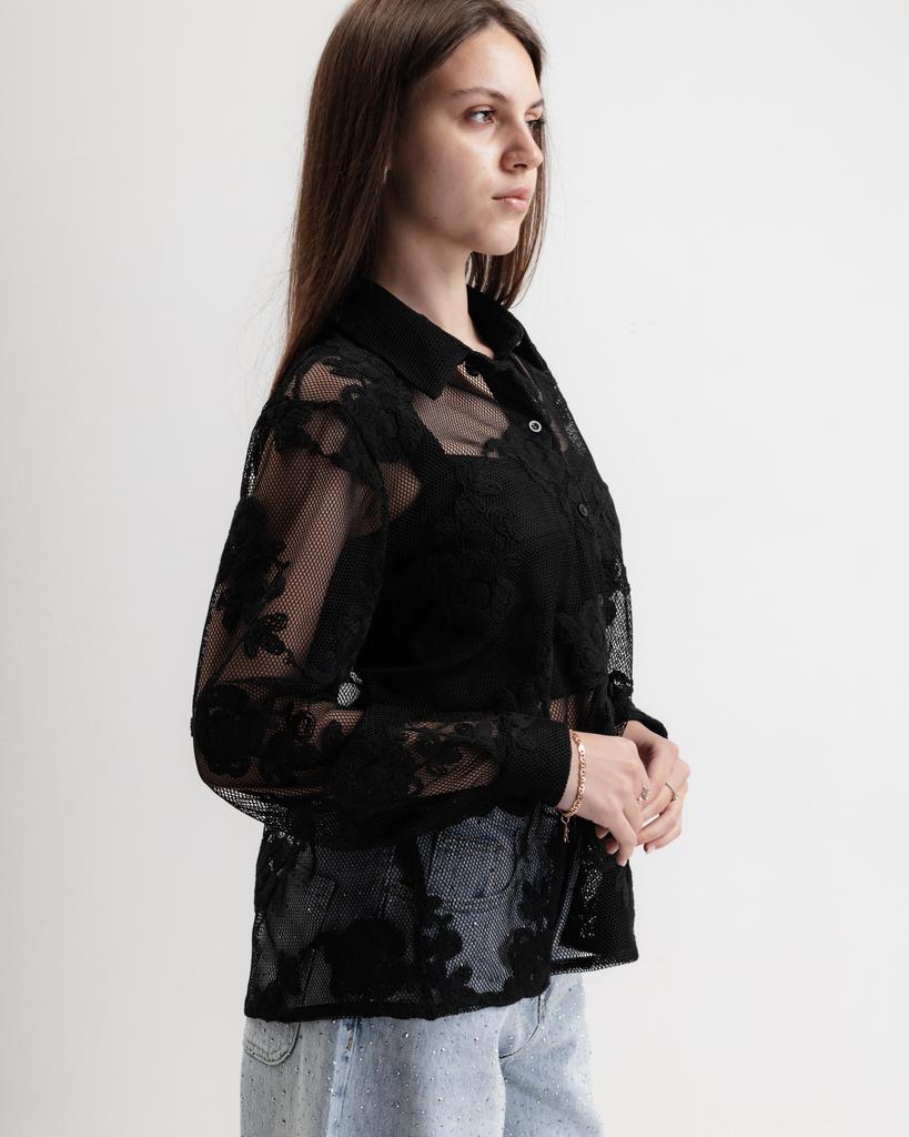 Women's Shirt with Lace LK Brand 1185 XS Black