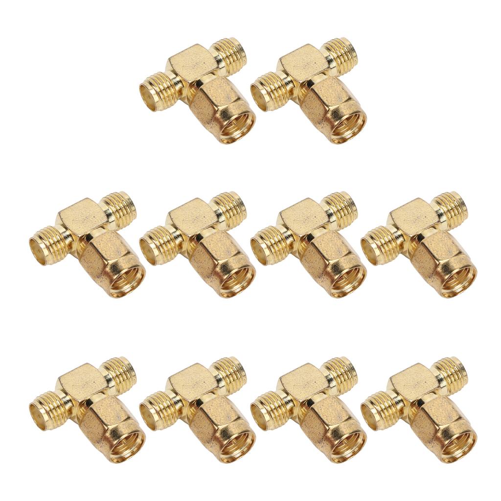 10 Pcs SMA Tee Adapter Wide Bandwidth OFC Radio Frequency Adapter SMA Coax Connector for GPS System