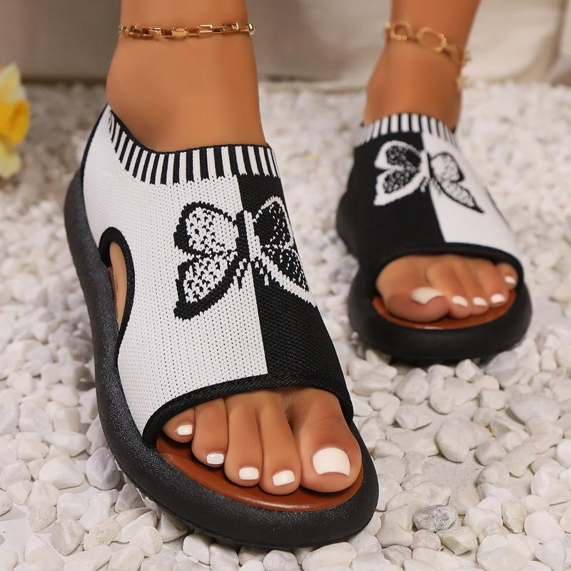 Women's Summer Color Matching Round Head Flying Woven Muffin Sole Fashion Roman Style Set Women's Oversized Sandals