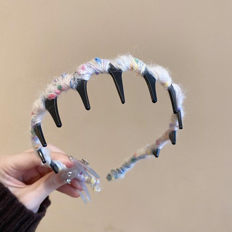 Mesh winding crystal headband new fashion simple headgear with teeth fluffy high skull top hair accessories