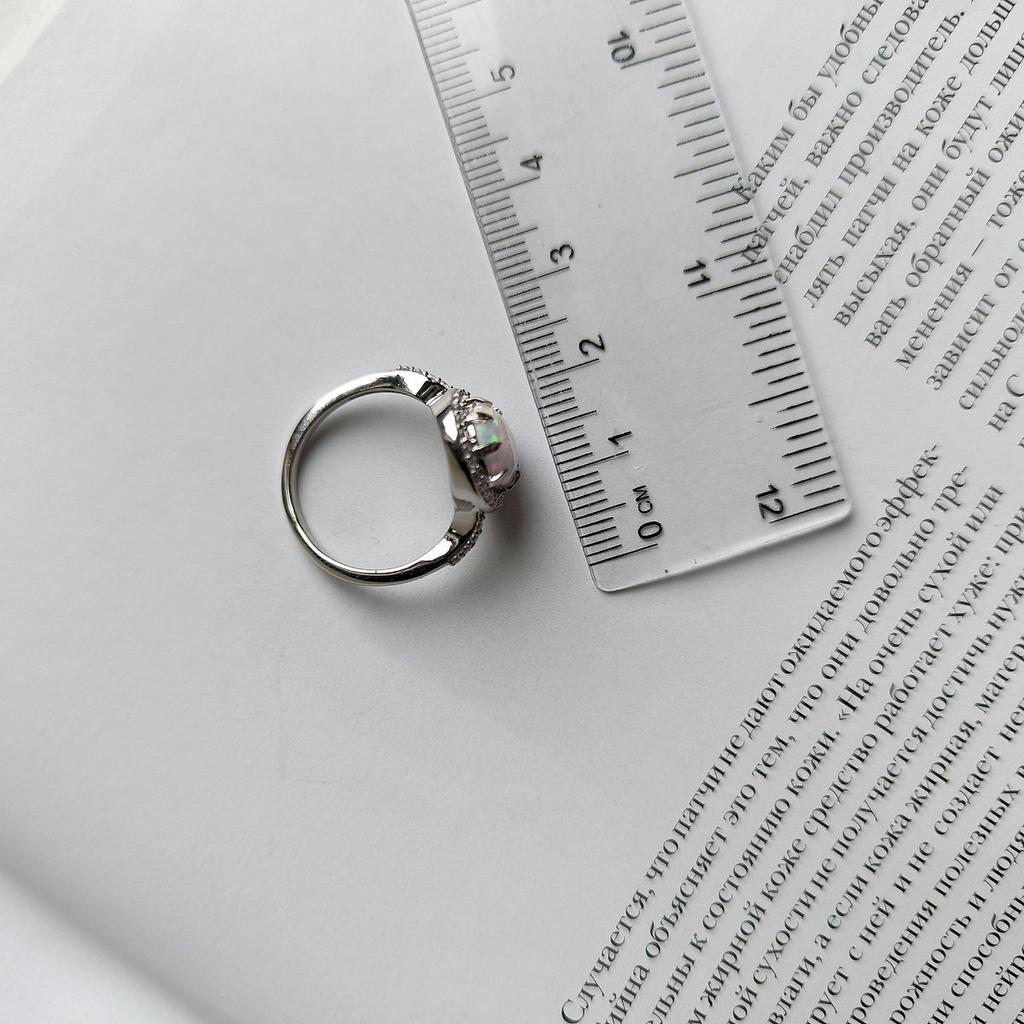 Silver Ring with Opal 1.443ct, Cubic Zirconia, Product Weight 3.15 G (2174387)