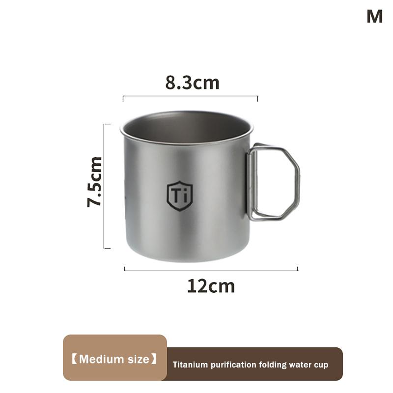 Titanium Steel Coffee Mug Cup With Foldable Handle Outdoor Camping Water Mug Tableware For Hot And Cold Beverages