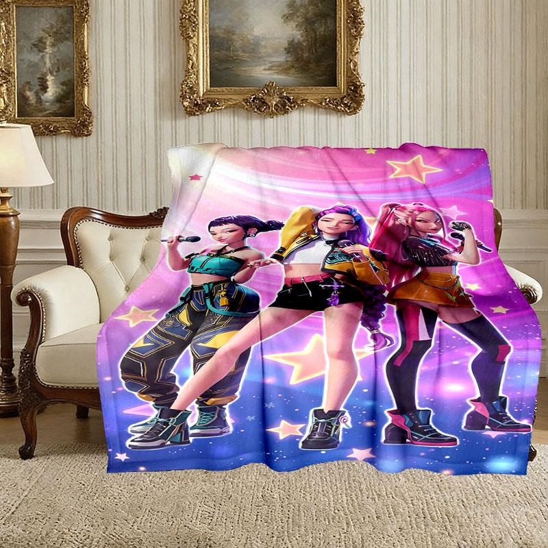 Kpop Demon Hunters Pattern Blanket, Cozy Blanket for All-Season Comfort on Sofas, Beds, Office, Car, Camping and Travel