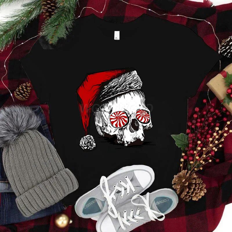 Streetwear Skeleton Christmas T Shirt Santa Skull Harajuku Fashion Shirts FeUnisexUnisex Merry Christmas Vintage T Shirts for Unisex
