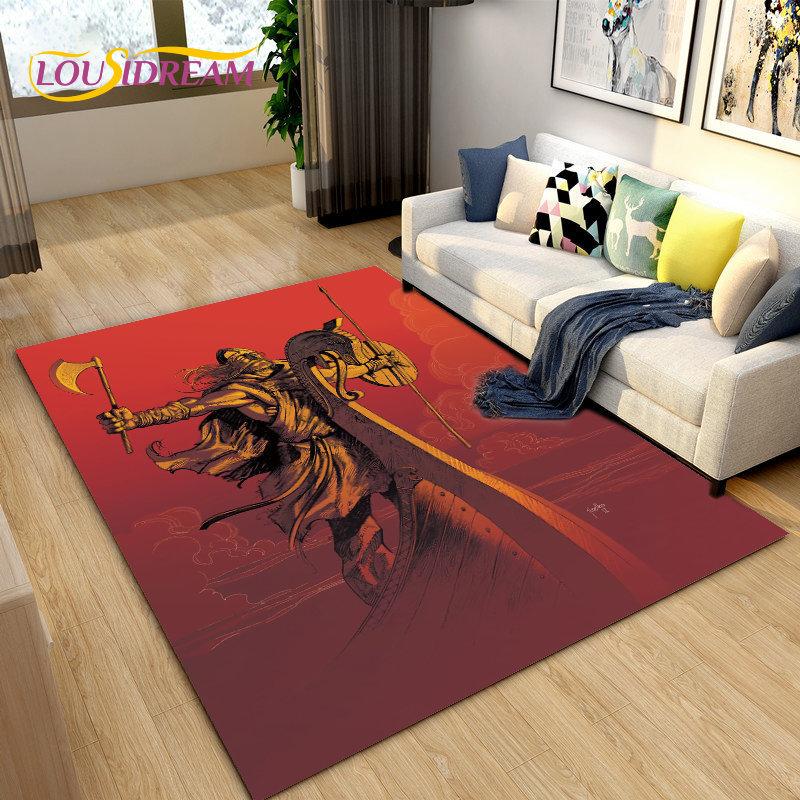 Vikings Nordic Mythology Odin Area Rug,Carpet Rug for Living Room Bedroom Sofa Doormat Decoration,Kids Play Non-slip Floor Mat