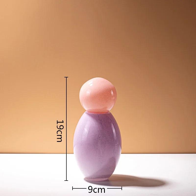 Bunte Glasvase Blumenvase Geometrische Kugel mit Deckel Aromatherapie-Flasche Glasgefäß Schreibtisch-Blumengefäß Heimdekoration