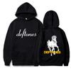 Moletom Deftones Logo Frontal em Script + Cavalo Branco Gráfico nas Costas Merch de Rock Nu Metal Vintage Anos 90 Top Unissex