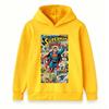 Kids Boys Girls Pullover Hoodie, Retro Comic Print Long Sleeve Casual Hooded Sweatshirt for Super Hero Themed Daily Wear