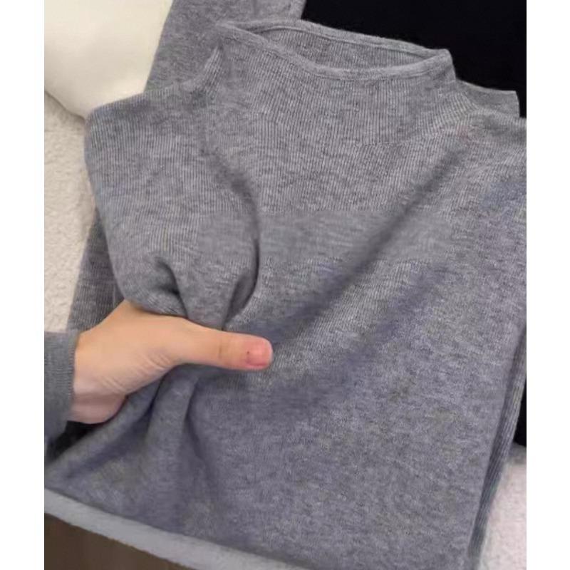 Small Stand-up Collar Milk Ffu Soft Waxy Knitted Long-sleeved Bottoming Shirt Women's Winter Thin Sweater Simple Top