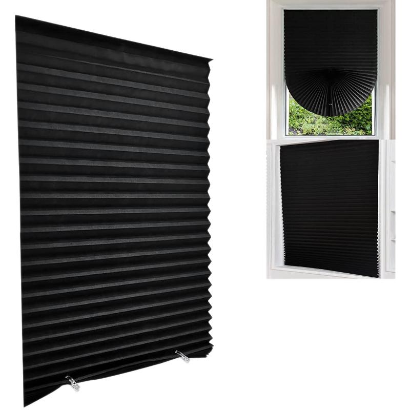Simple Pleated Window Shades Self-Adhesive Non-Woven Semi-Shading Blinds Curtains Living Room Bedroom Bathroom Home Decorations