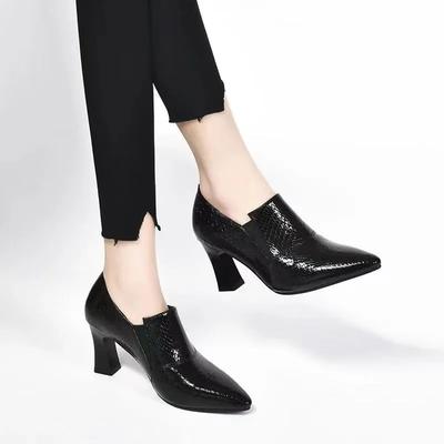 Fashion 2024 New Pointed Deep Mouth High Heel Single Shoes Spring/Summer/Autumn European and American Style Slimming Work Shoes