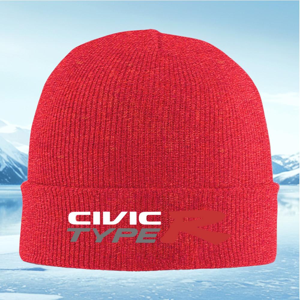CIVIC TYPE R logo emblem design Men Women Unisex Knitted Hat Beanie Pullover Cap Winter Thermal Warm Christmas Outdoor Cycling H