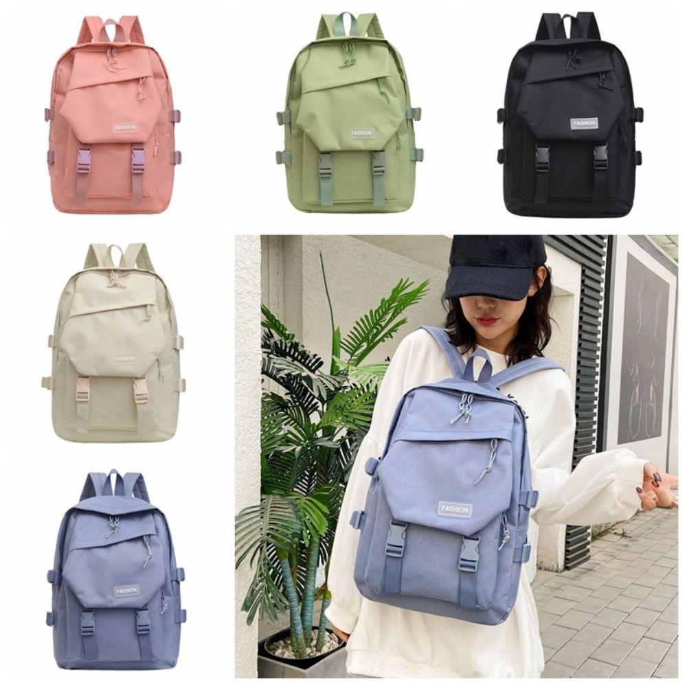 

Multi Pocket Students School Bag Harajuku Shoulders Bag Simple Nylon Backpack Teenagers білий