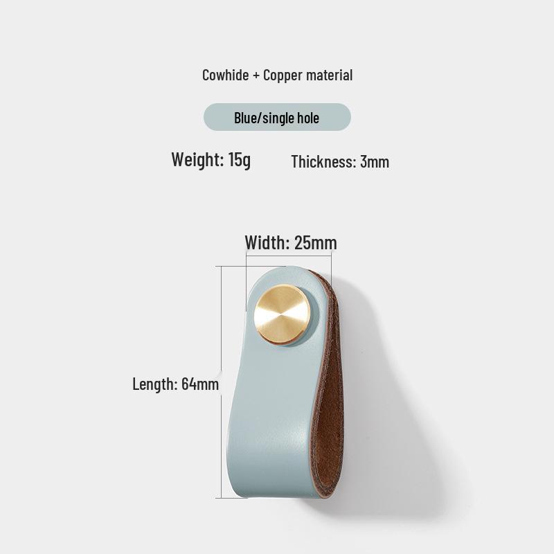 Cross-Border Brass and Leather Cabinet Pull Handle