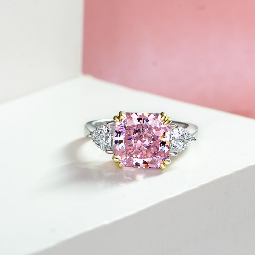 Gica Gema 100% argint 925 10*10mm creat zircon citrin safir pietre prețioase inel de logodnă de nuntă bijuterii fine