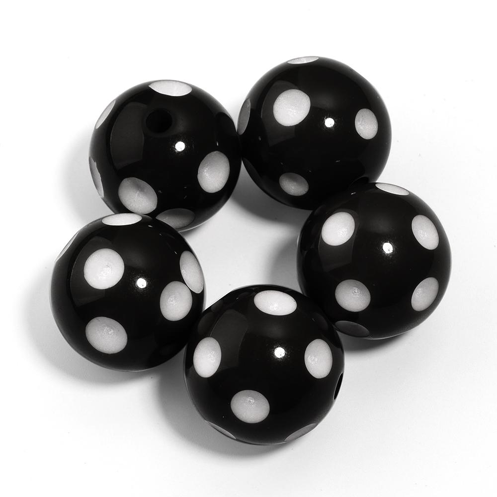 

5pcs/lot 20mm White Polka Dot Resin Beads Colorful Round Loose Spacer Beads For Jewelry Making DIY Crafts Pen Beads Accessories чёрный