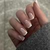Glossy European and American Nude French White Edge Wearable Nail Tips