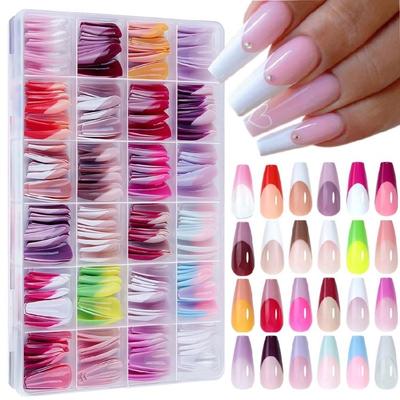 288 Pieces Glossy Press On Nail Multicolor Artificial Fingernails Manicure Nail Decors for Quick and Easy Application