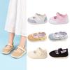 Spring & Fall Color Block Girls' Square-Toe Velcro Skate Shoes - Korean Style Casual Soft Sole