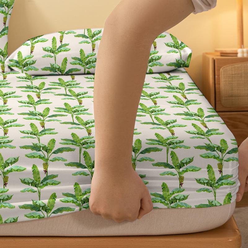 1 Piece Of Banana Leaf Patterned Frosted Bedsheet, Bedroom Printed Bedspread, Bedding (Excluding Pillowcases)