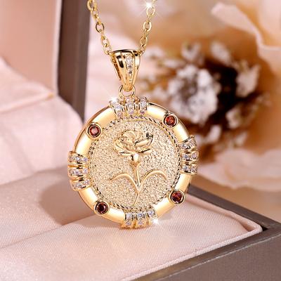 Collana con ciondolo a forma di fiore color oro alla moda, personalità, collana con pietra di cristallo per 12 mesi, per donne, regali di compleanno