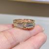 Vintage And Elegant Color Blocked Inlay Diamond Brushed Ring Fashion And Luxurious Exquisite High-End Rings Jewelry Gift