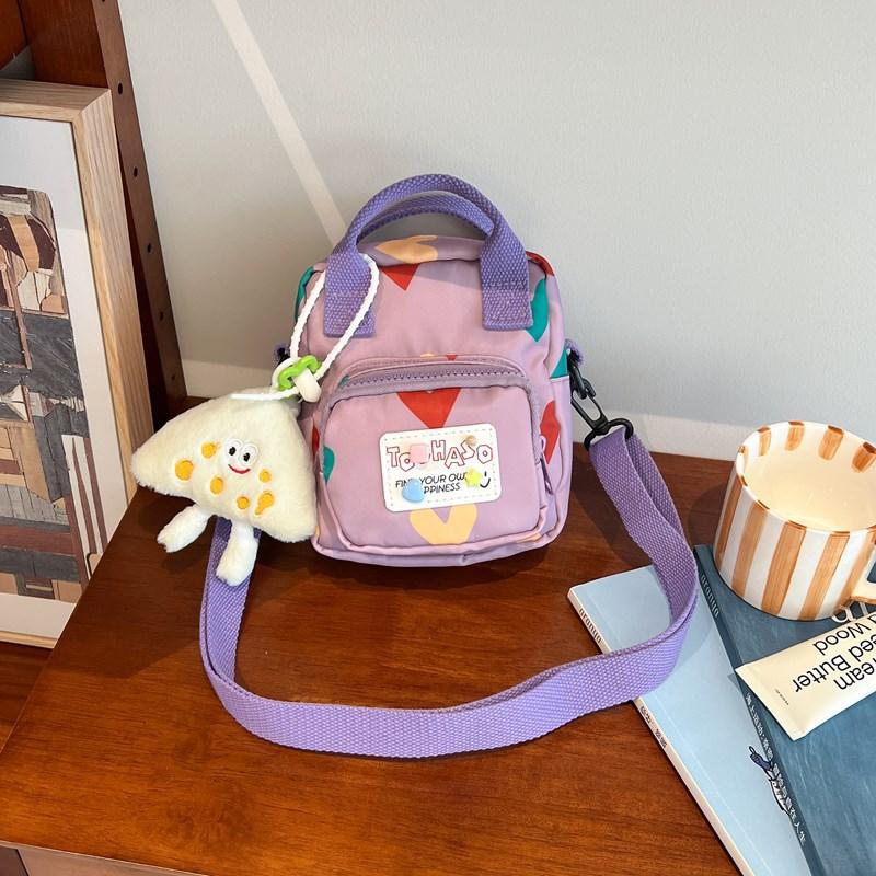 

Милая мультяшная сумка через плечо с принтом сердечек любви, холщовая сумочка каваии, мини-сумка на плечо большой вместимости, детский подарок