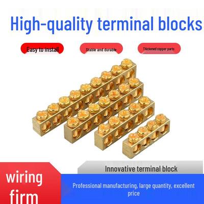 Single Row Brass Strip Terminal Block Copper Busbar Grounding & Zero Busbar for Electrical Distribution Box Cabinet