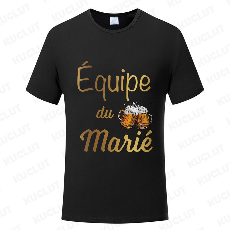 French Evg Team Married Tops Single Farewell Bachelor Party T Shirt Future Groom Man Tshirt Fashion Beer Graphic Wedding Tees