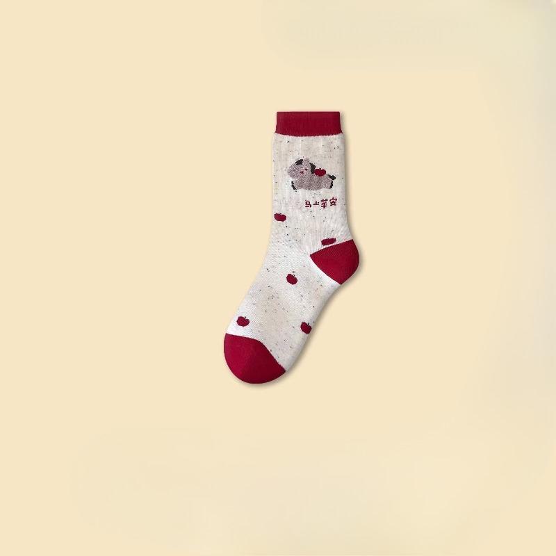 Red Sock Children's Cute Cartoon Big Red Fluffy Long Stockings