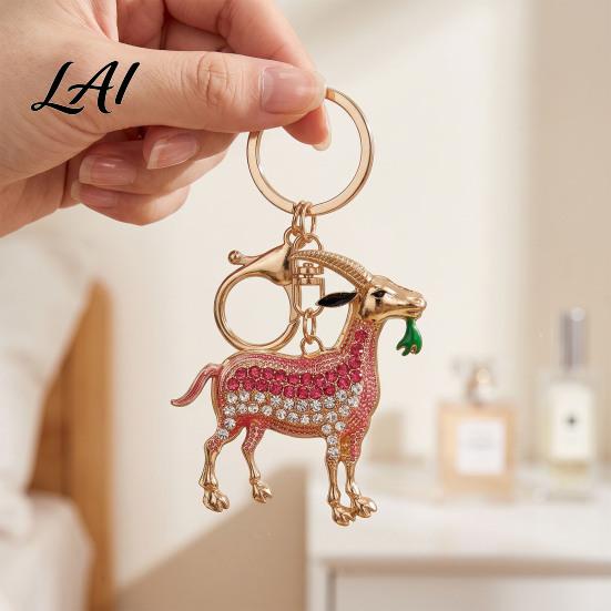 Goat Keyring Accessory Keychain with Sparkling Rhinestones Metal Animal Pendant for Decorative Handbag Charm Car Keys Backpacks Handbags Gift Lovers