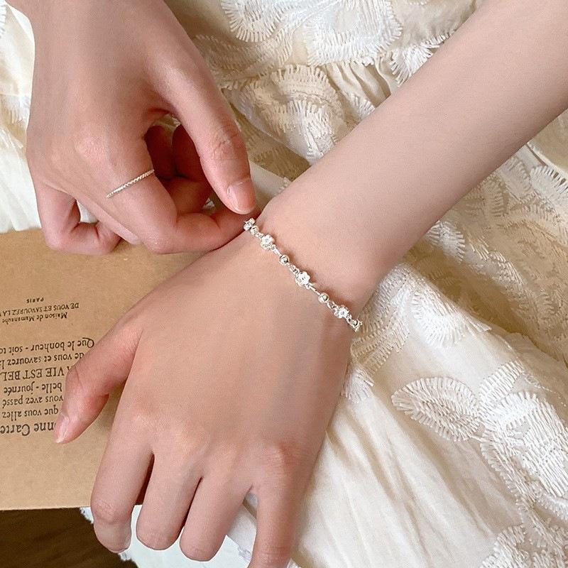 VENTFILLE 925 Sterling Silver Flower Bangle for Women Texture Design Versatile Temperament Sweet Romantic Jewelry Gift Dropship