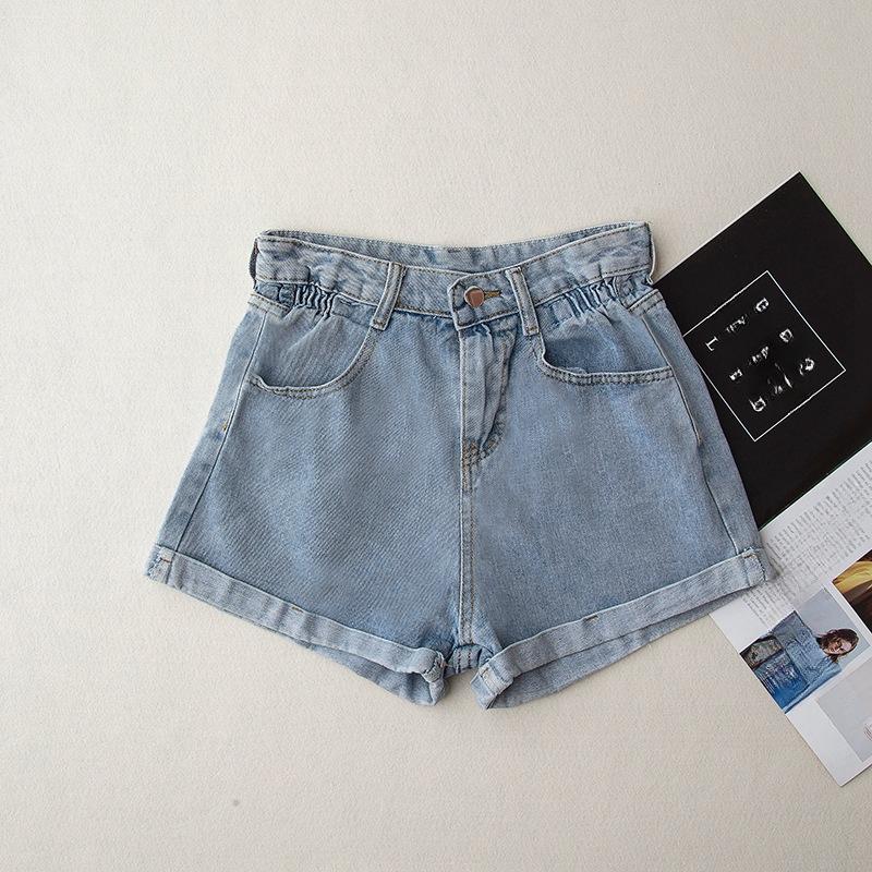 

Vintage Y2k Light Blue Skinny Denim Shorts Women Korean Fashion Slim Rolled Streetwear Short Jeans Summer Loose High Waist Pocket Pants M синій