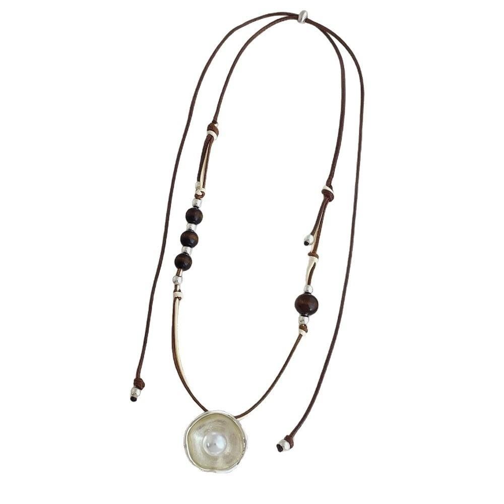 Imitation Pearl Beads Sweater Chain French Irregular Round Double Layered Rope Chain Women